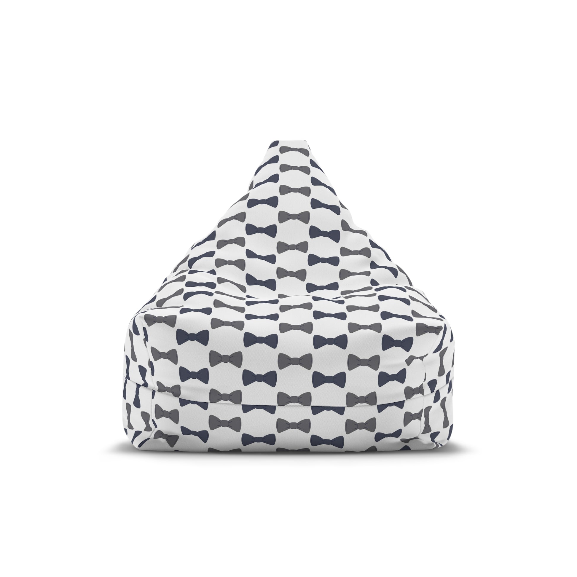 Bean bag chair with bow tie pattern on a white background