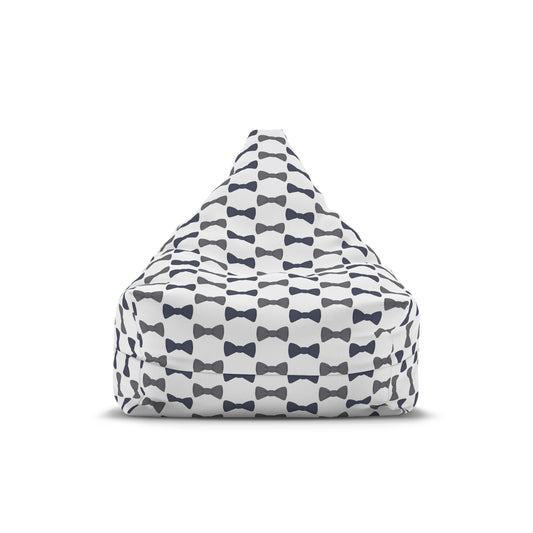 Bean bag chair with bow tie pattern on a white background