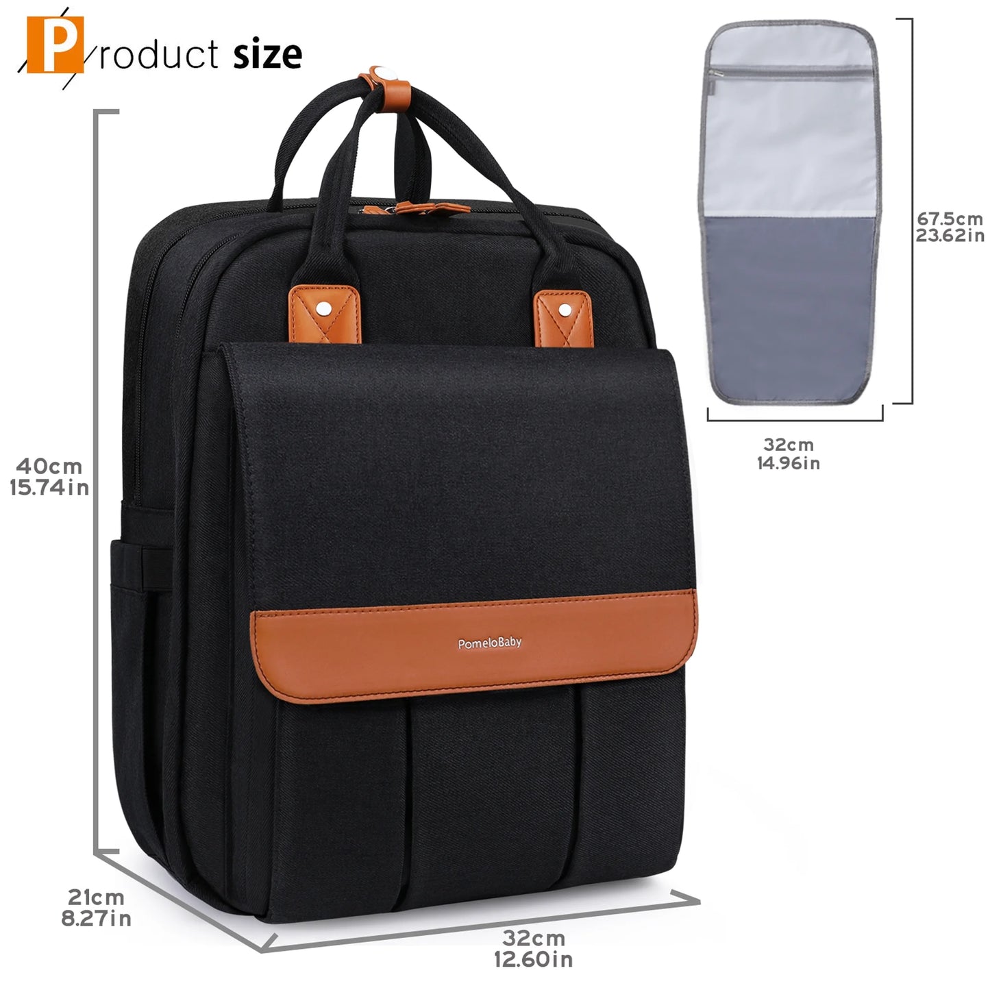 Diaper Bag Backpack Large Unisex Baby Changing Bag with Multiple Pockets, Stroller Straps and Changing Pad