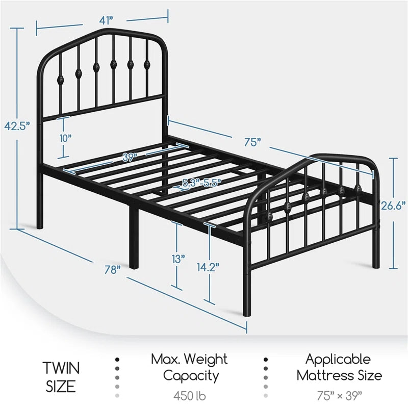 Valor Bed Frames Metal Platform Bed with Headboard