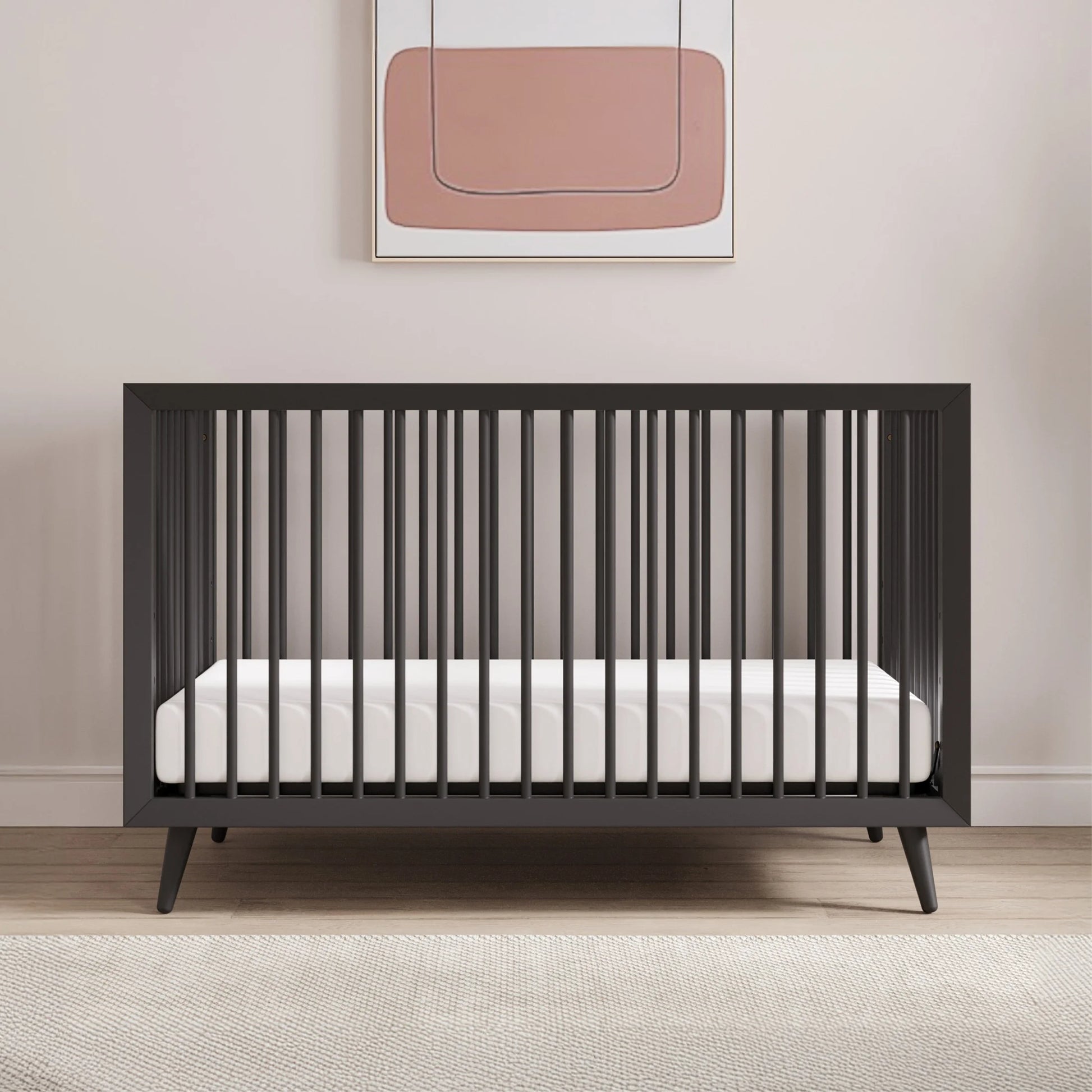 Cranbrook Crib and Dresser Nursery Set, 4-In-1 Convertible Crib with 6-Drawer Dresser, Ebony, 2-Piece