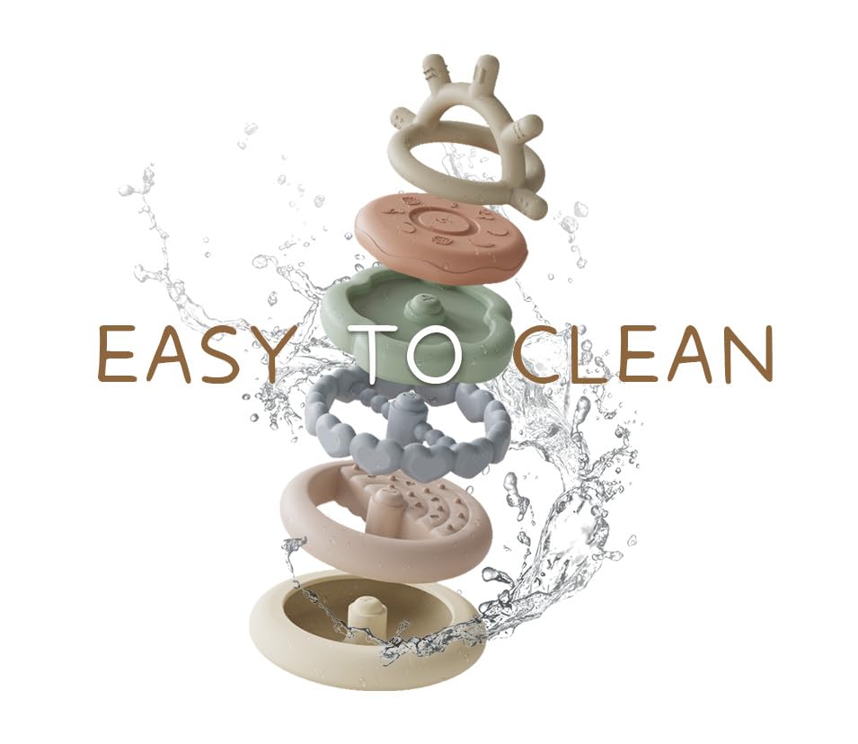 Moonkie Stacks of Circles Soft Teething Toy  7 Piece Teethers Set