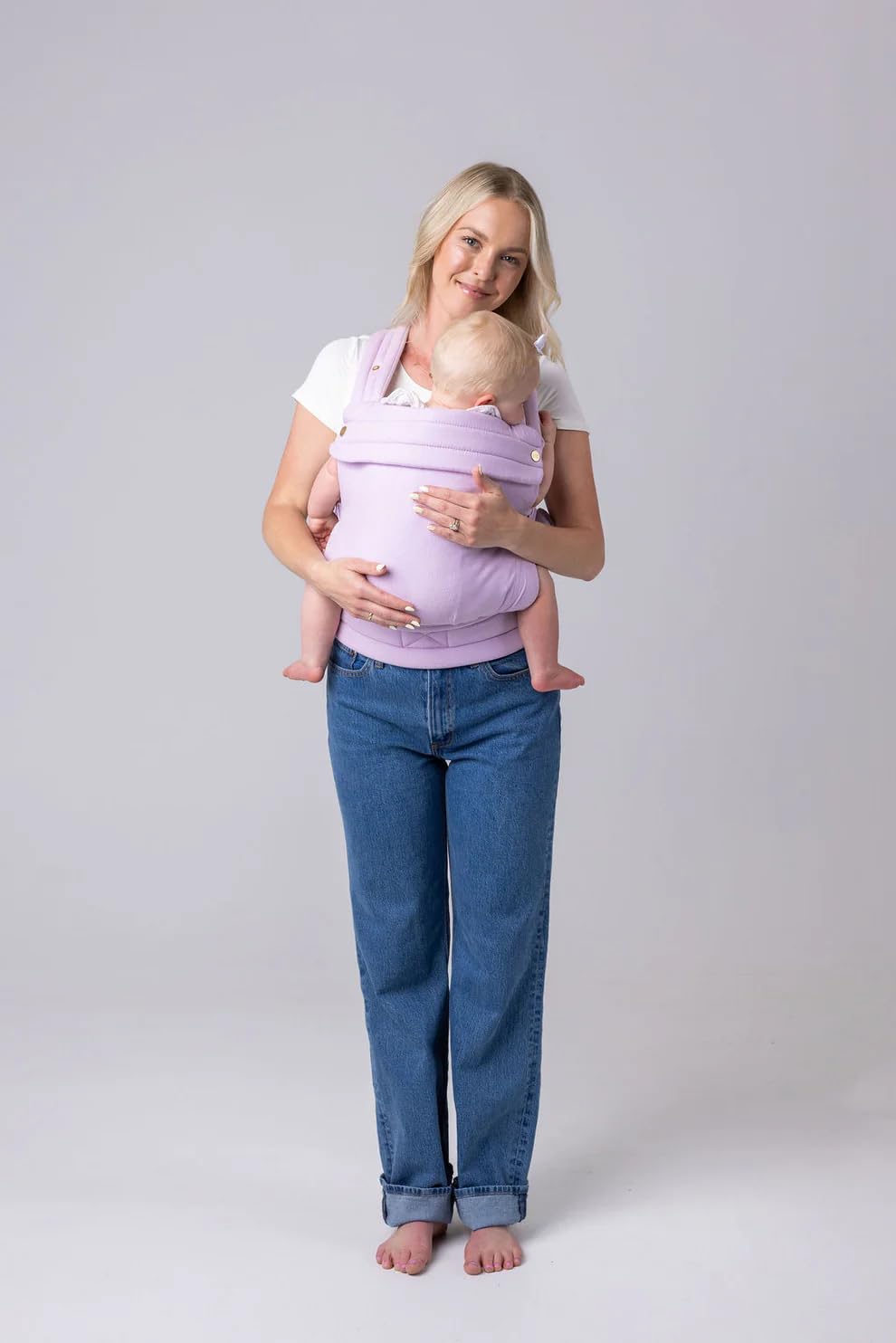 Mabē Monarch Ergonomic Baby Carrier – Premium Cotton Soft Structured Newborn to Toddler Carrier with Hip-Healthy Design, 3 Carry Positions (7-35lbs), Lightweight & Breathable, (Ivory)