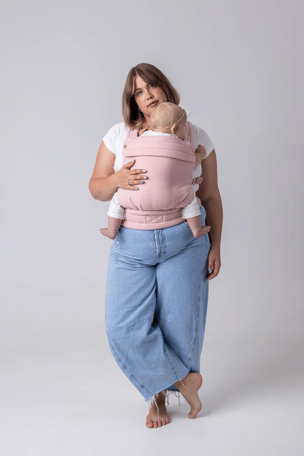 Mabē Monarch Ergonomic Baby Carrier – Premium Cotton Soft Structured Newborn to Toddler Carrier with Hip-Healthy Design, 3 Carry Positions (7-35lbs), Lightweight & Breathable, (Ivory)