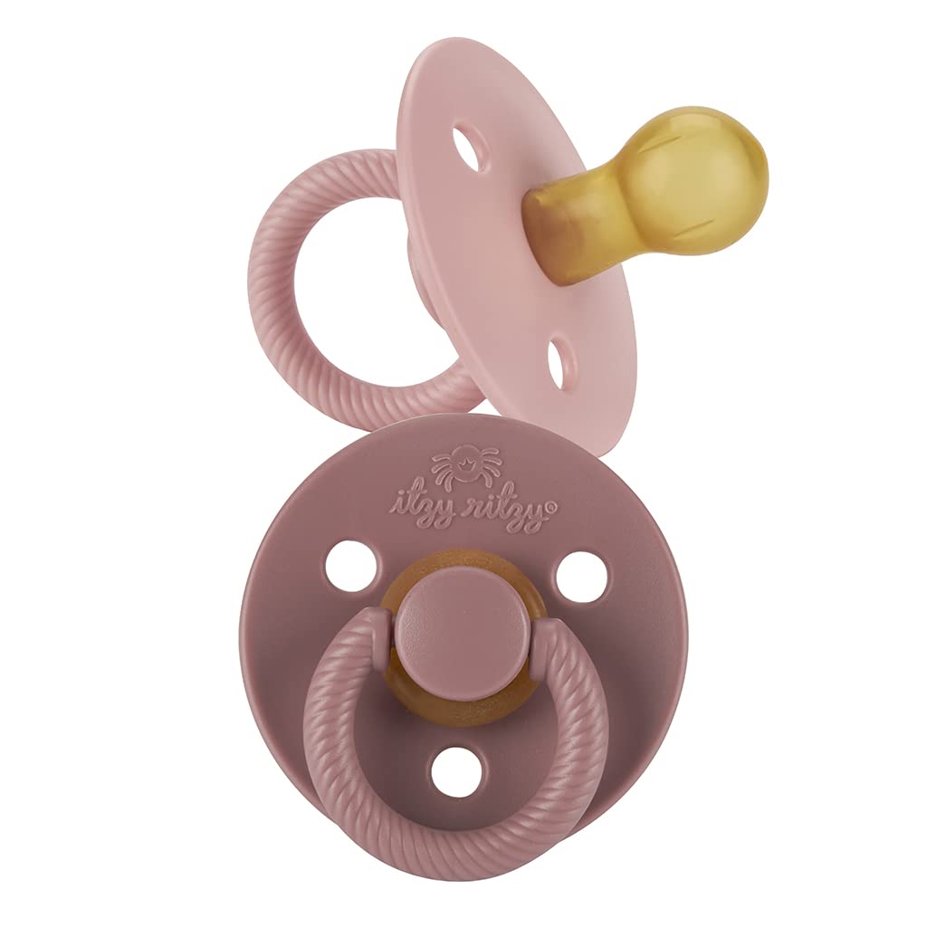 Itzy Ritzy Natural Rubber Pacifiers, Set of 2 – Natural Rubber Newborn Pacifiers with Cherry-Shaped Nipple & Large Air Holes for Added Safety; Set of 2 i
