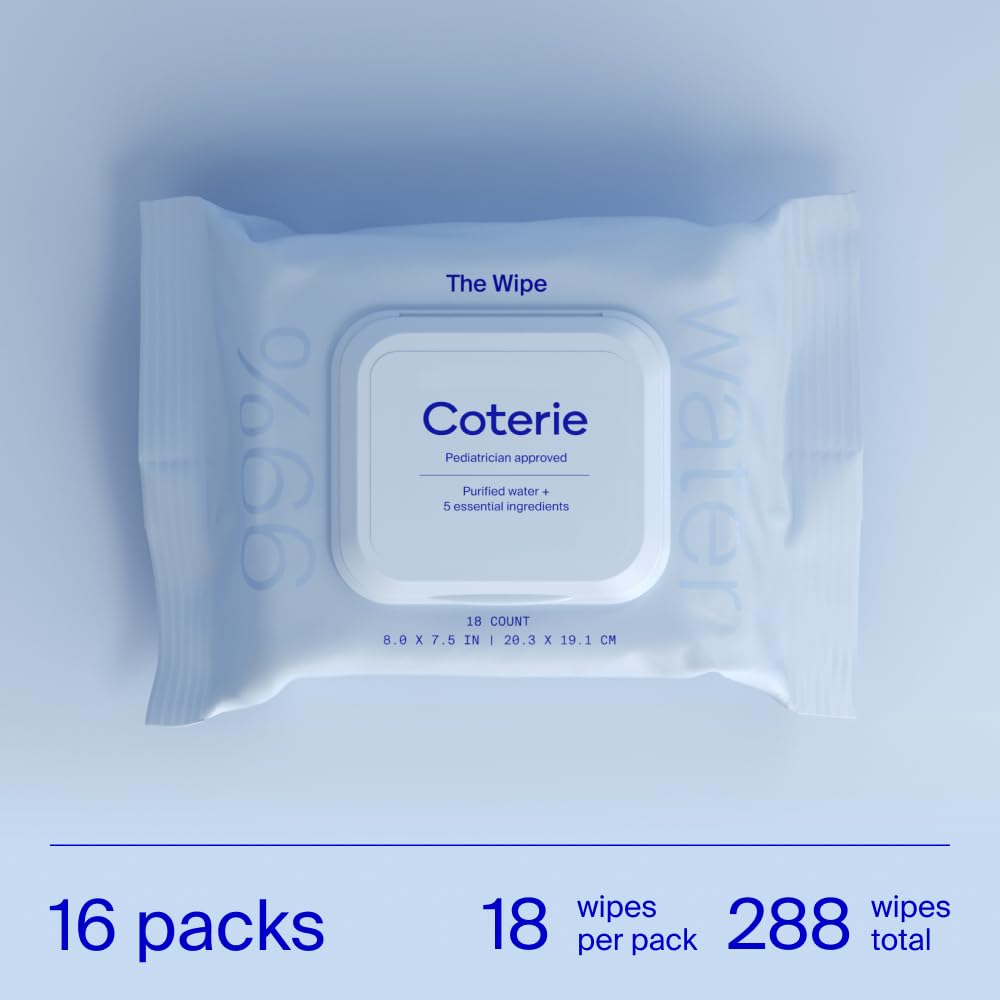 Coterie Baby Wipes for Sensitive Skin, Plant-Based and Plastic-Free Fibers, 99% Water, Hypoallergenic 12 Pack, 672 Count