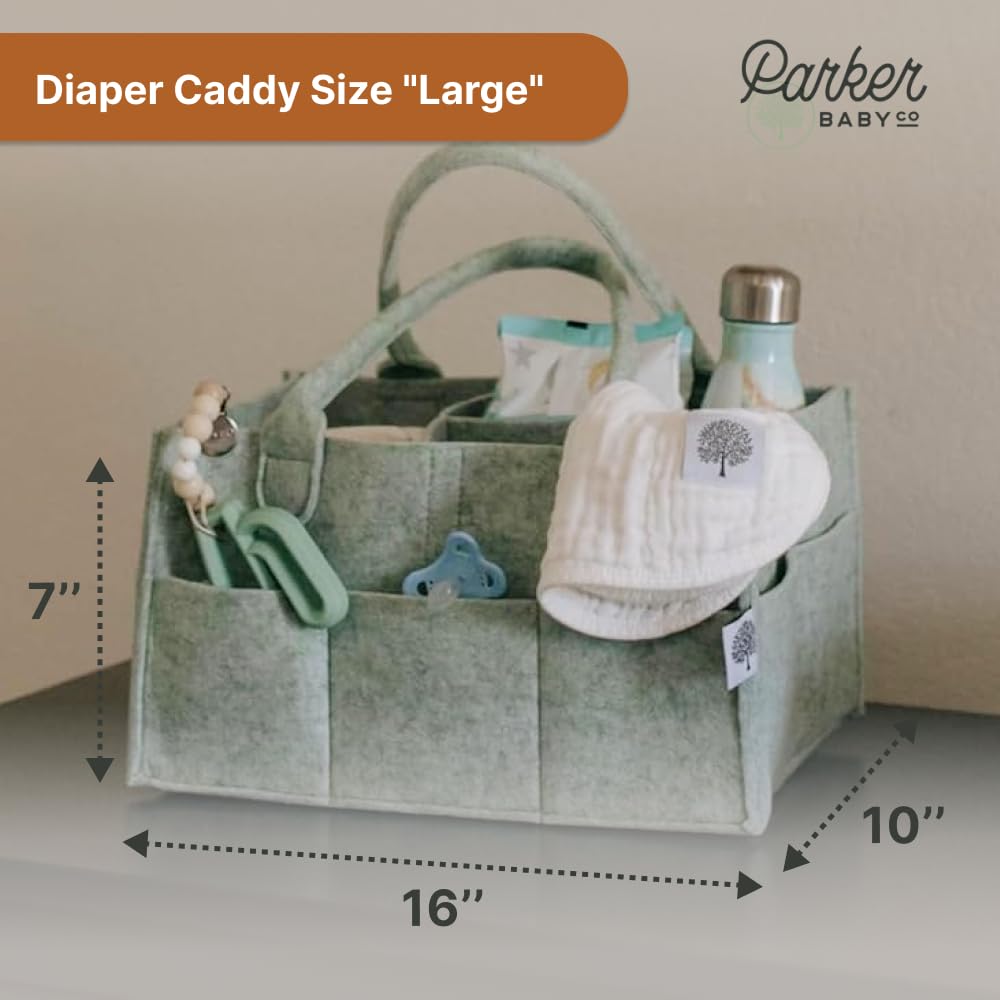 Parker Baby Diaper Caddy - Nursery Storage Bin and Car Organizer for Diapers and Baby Wipes - Oatmeal, Regular