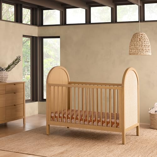 babyletto Bondi Cane 3-in-1 Convertible Baby Crib - GREENGUARD Gold Certified Convertible Crib to Toddler Bed & Daybed - Wooden Baby Bed with 4 Adjustable Mattress Heights - Easy to Assemble - Honey