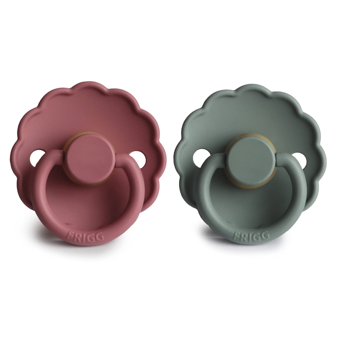 FRIGG Daisy Natural Rubber Baby Pacifier | Made in Denmark | BPA-Free (Aurora/Bright White, 0-6 Months) 2-Pack