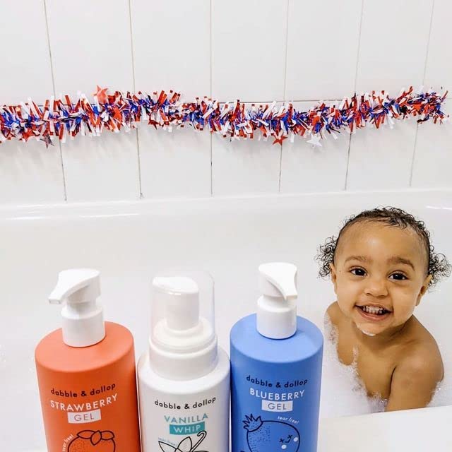 Dabble & Dollop Beachy Bundle, Natural Bubble Bath, Body Wash, Shampoo for Kids, USA-Made, Paraben & Sulfate Free, Vegan, Gluten-Free, Tear-Free, Honeydew Melon, Vanilla & Coconut (Set of 3)