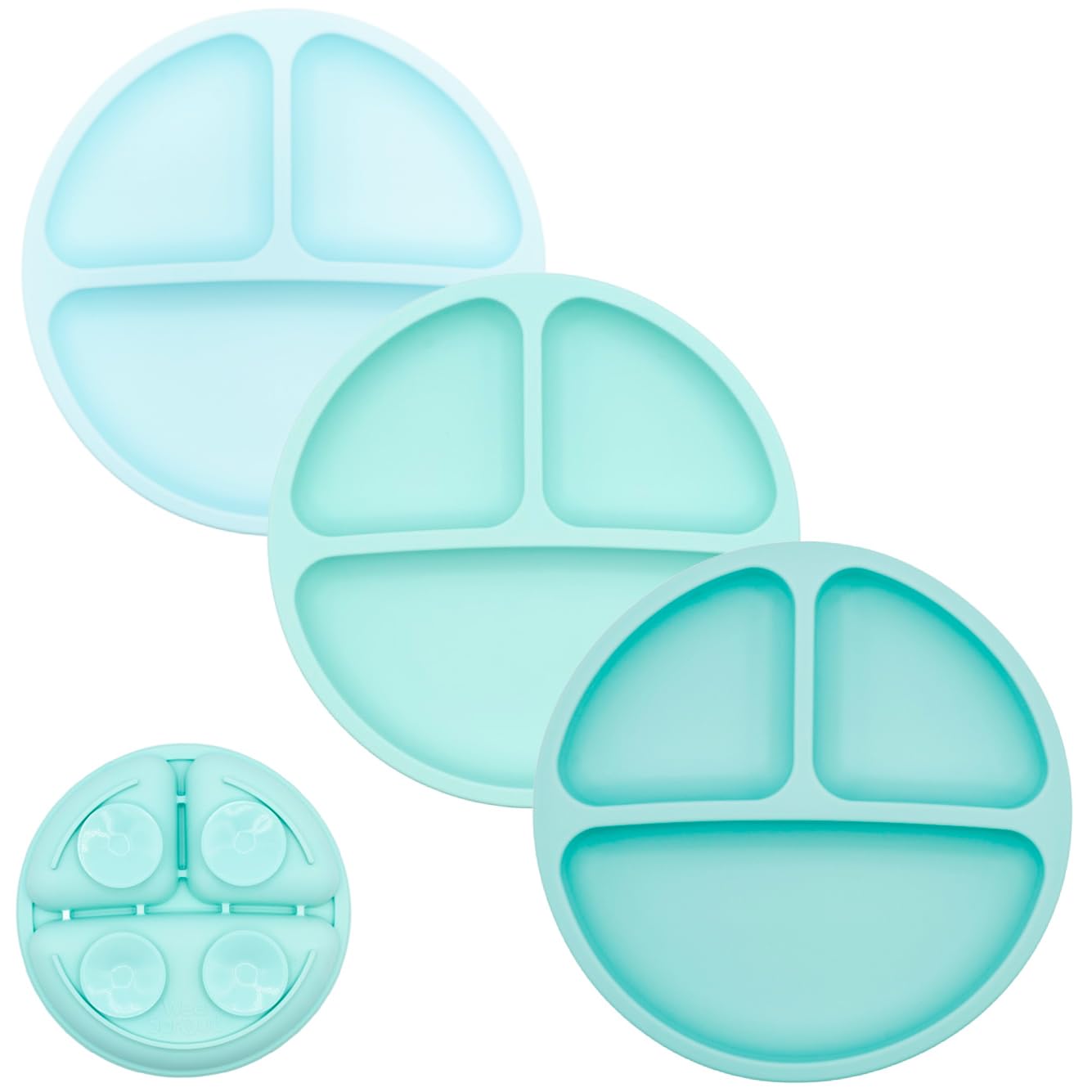 WeeSprout Suction Plates for Babies & Toddlers - 100% Silicone, Dinnerware Stays Put, 3 Pack