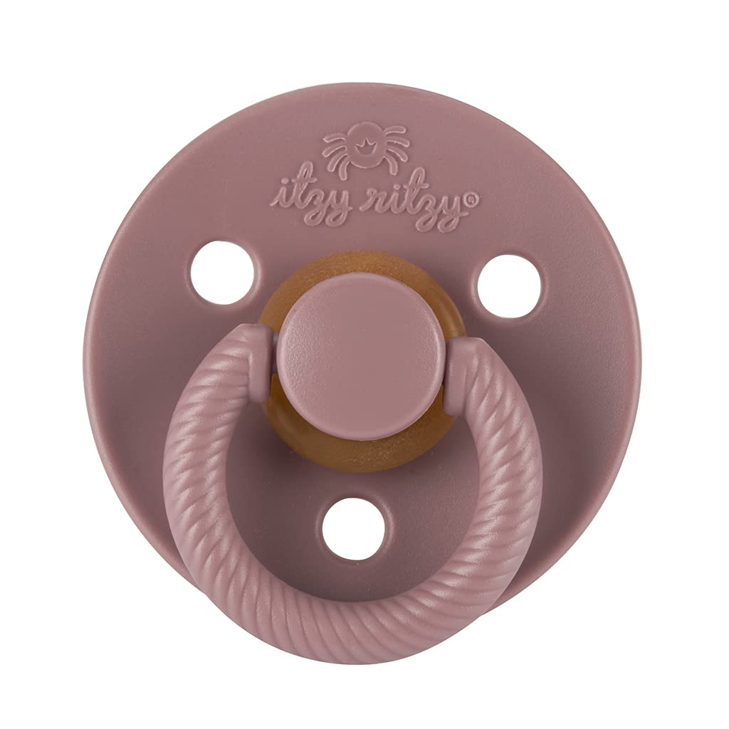 Itzy Ritzy Natural Rubber Pacifiers, Set of 2 – Natural Rubber Newborn Pacifiers with Cherry-Shaped Nipple & Large Air Holes for Added Safety; Set of 2 i