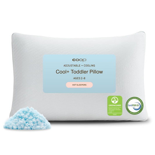 Coop Home Goods Original Toddler Adjustable Pillow, Soft, Breathable, with Premium Memory Foam and Zippered Cover, CertiPUR-US/GREENGUARD Gold