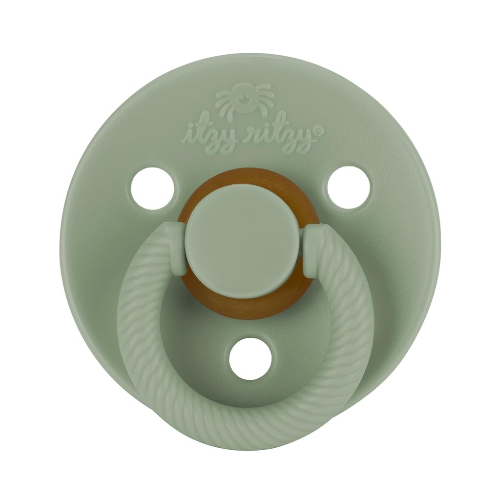 Itzy Ritzy Natural Rubber Pacifiers, Set of 2 – Natural Rubber Newborn Pacifiers with Cherry-Shaped Nipple & Large Air Holes for Added Safety; Set of 2 i