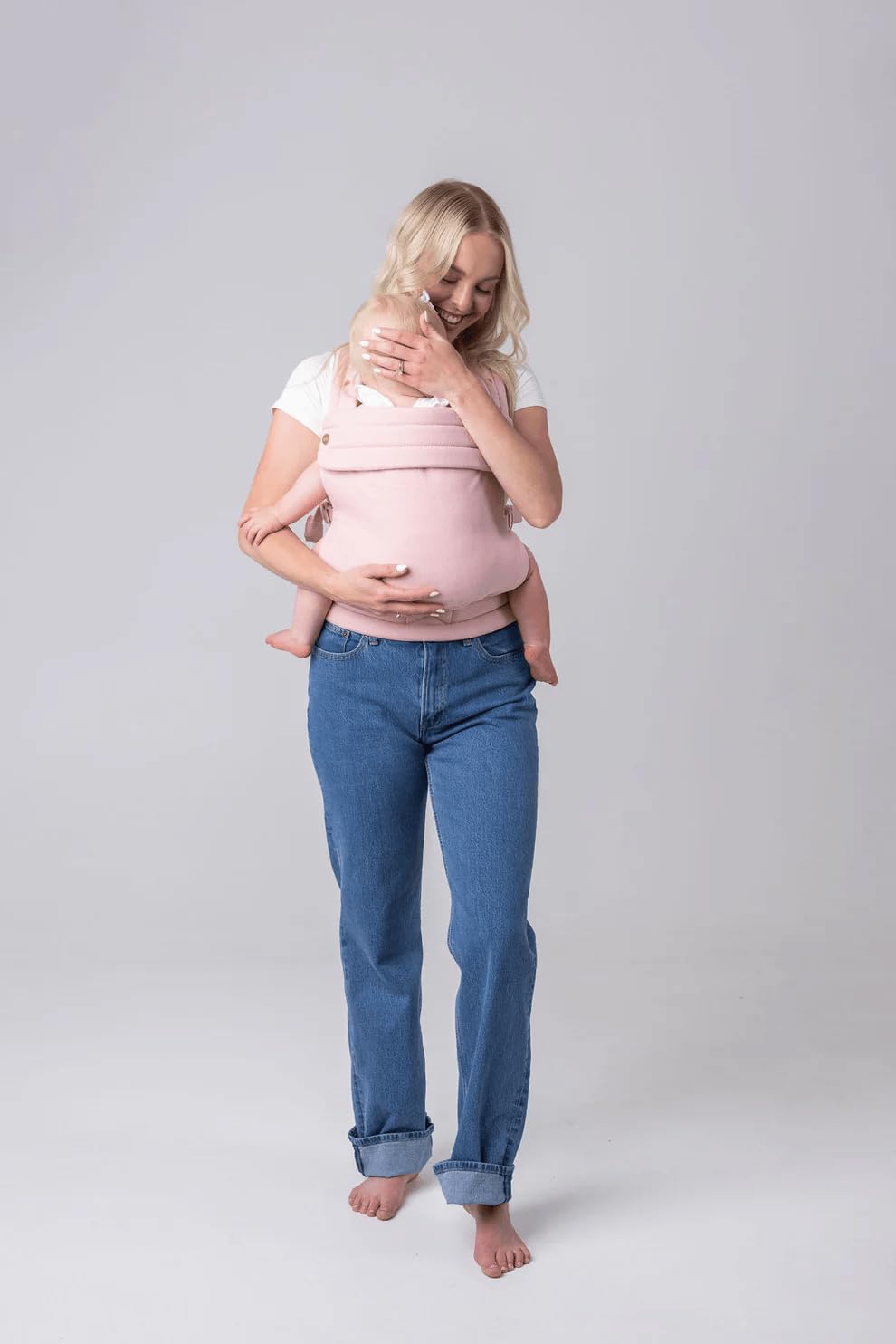 Mabē Monarch Ergonomic Baby Carrier – Premium Cotton Soft Structured Newborn to Toddler Carrier with Hip-Healthy Design, 3 Carry Positions (7-35lbs), Lightweight & Breathable, (Ivory)