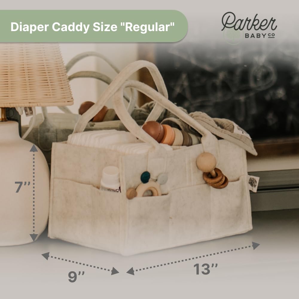 Parker Baby Diaper Caddy - Nursery Storage Bin and Car Organizer for Diapers and Baby Wipes - Oatmeal, Regular