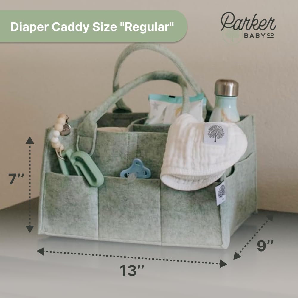 Parker Baby Diaper Caddy - Nursery Storage Bin and Car Organizer for Diapers and Baby Wipes - Oatmeal, Regular