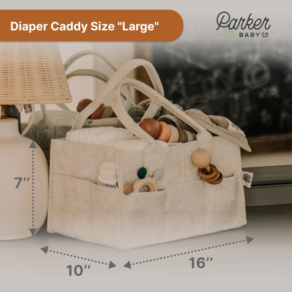 Parker Baby Diaper Caddy - Nursery Storage Bin and Car Organizer for Diapers and Baby Wipes - Oatmeal, Regular