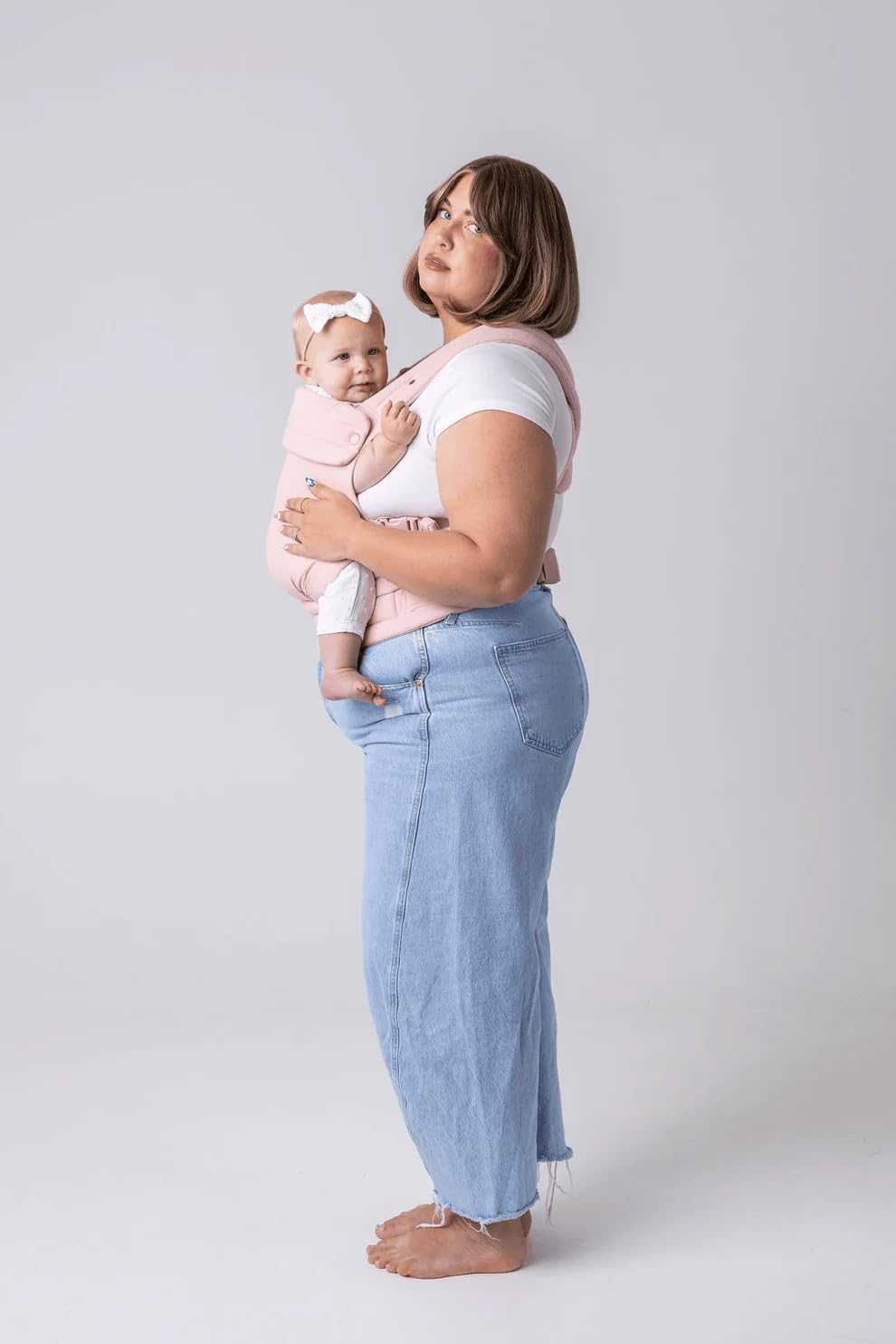 Mabē Monarch Ergonomic Baby Carrier – Premium Cotton Soft Structured Newborn to Toddler Carrier with Hip-Healthy Design, 3 Carry Positions (7-35lbs), Lightweight & Breathable, (Ivory)