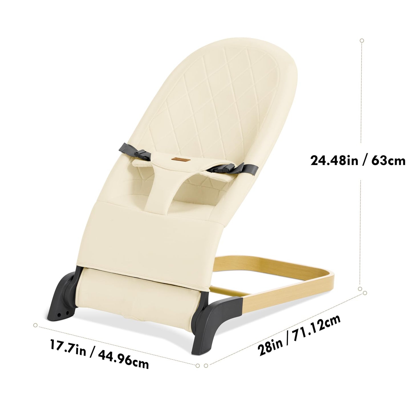 Foldable Baby Bouncer, Baby Seat with 3 Adjustable Heights, Portable Newborn Rocker