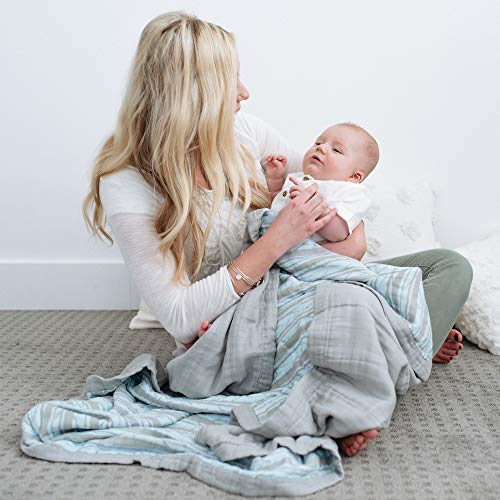 GRACED SOFT LUXURIES Softest Large 100% Cotton Muslin Quilt, 47" x 47" Reversible Printed Cotton Baby Receiving Blanket (Floral Burst)