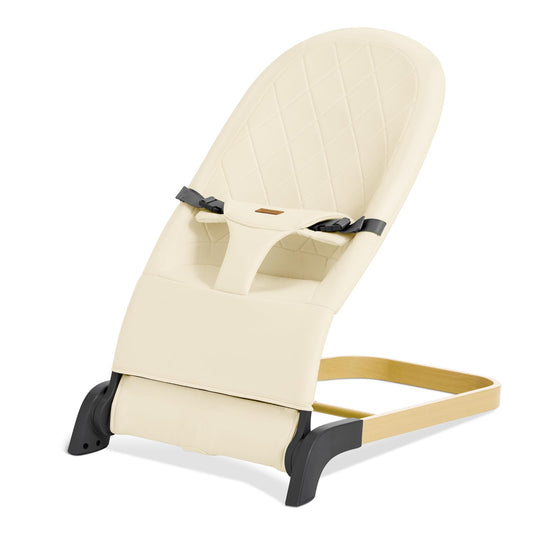 Foldable Baby Bouncer, Baby Seat with 3 Adjustable Heights, Portable Newborn Rocker