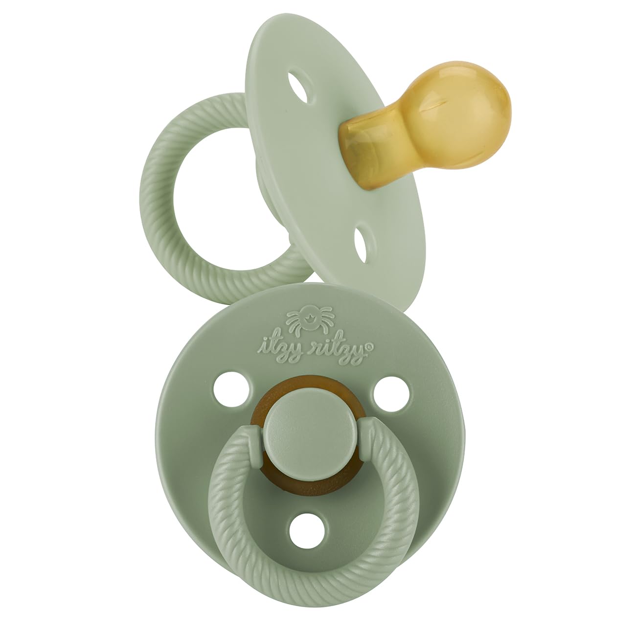 Itzy Ritzy Natural Rubber Pacifiers, Set of 2 – Natural Rubber Newborn Pacifiers with Cherry-Shaped Nipple & Large Air Holes for Added Safety; Set of 2 i