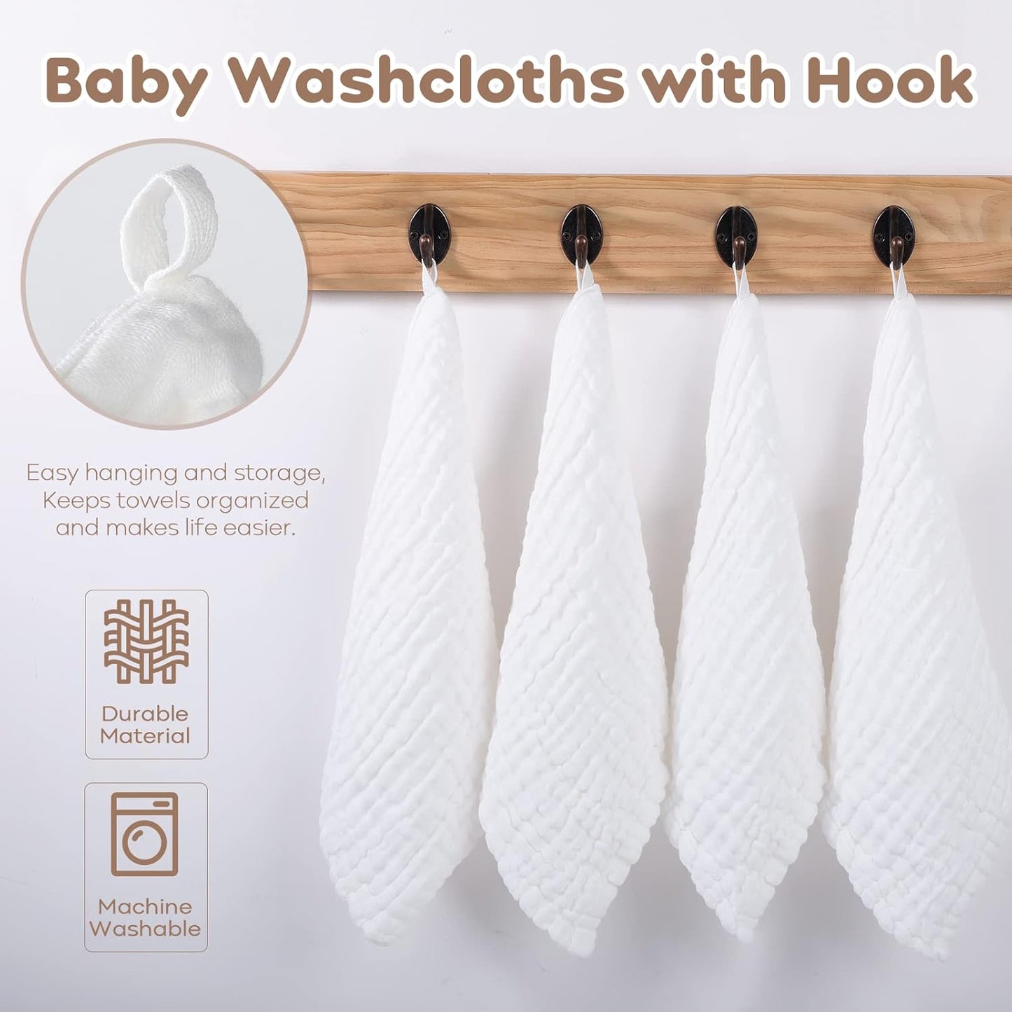 Muslin Baby Washcloths 100% Cotton 10 Pack Wash Cloths 