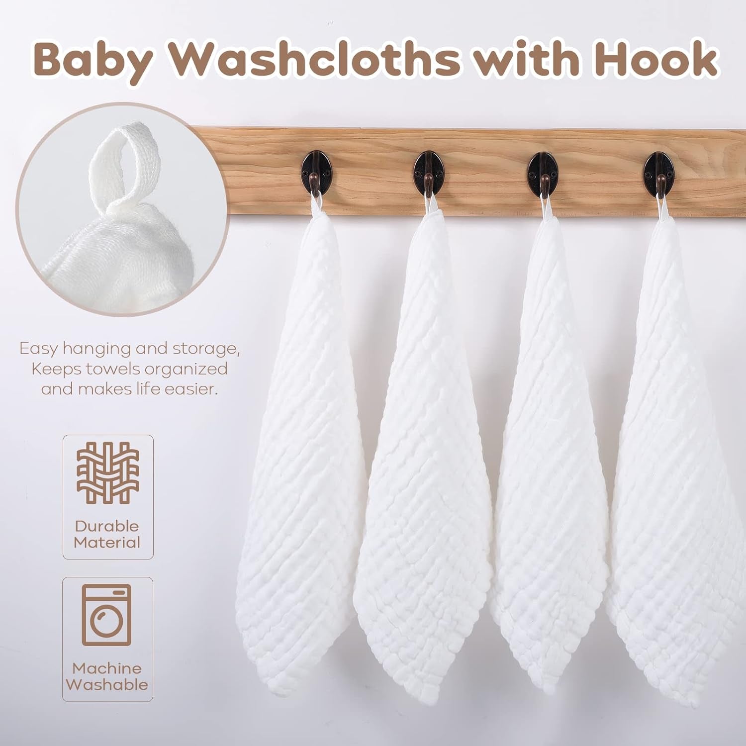 Muslin Baby Washcloths 100% Cotton 10 Pack Wash Cloths 