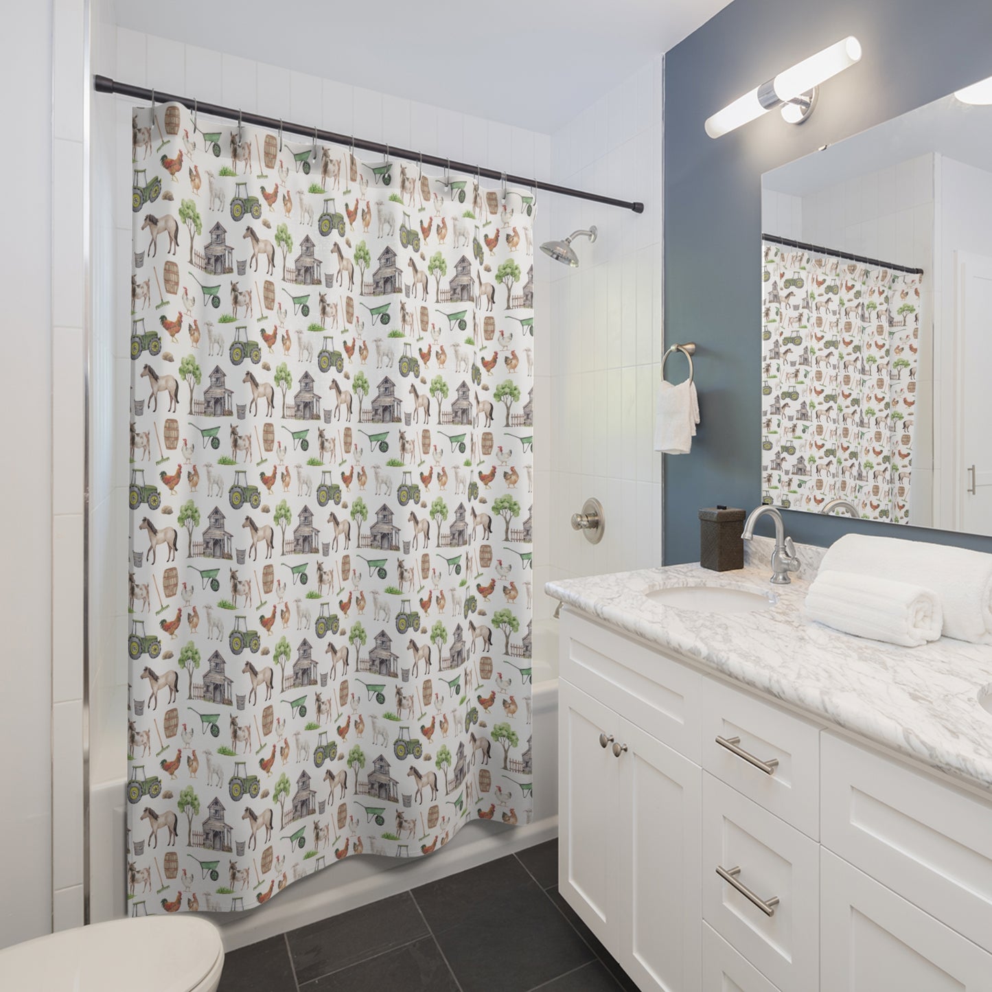 Children's Shower Curtain - Farm Life Design