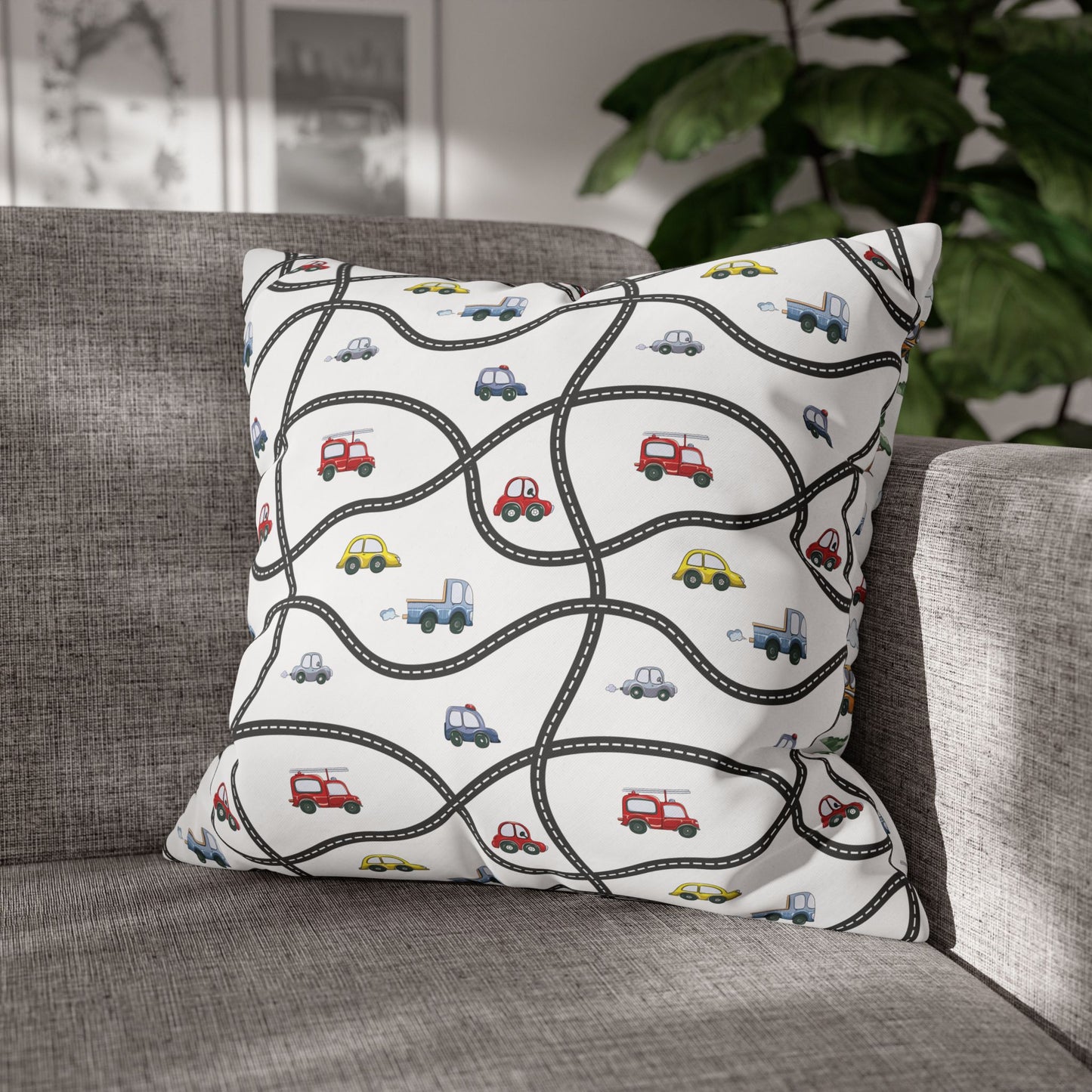 Throw Pillowcase Boy's Cute Cars