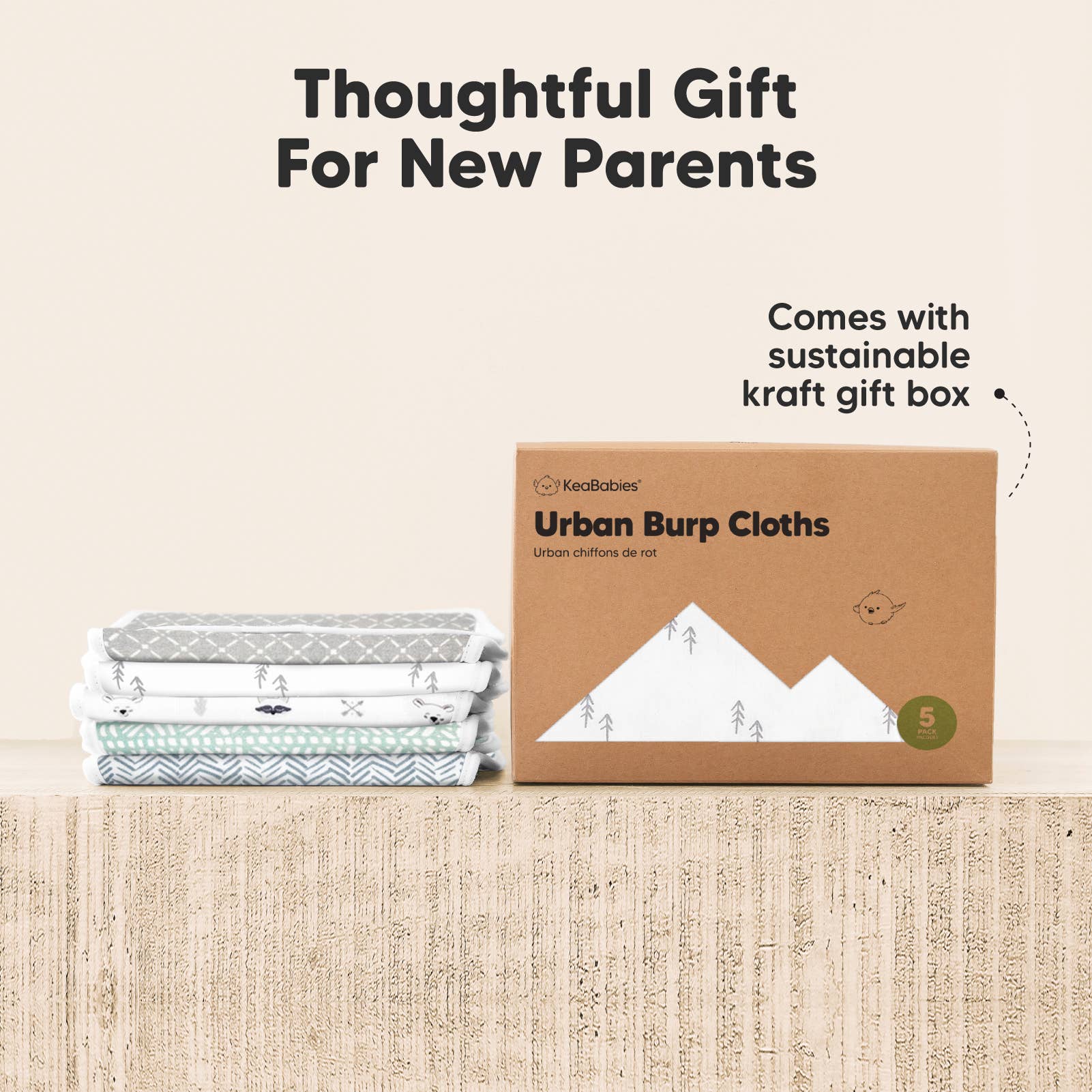 KeaBabies - KeaBabies 5-Pack Urban Burp Cloths - All The Things Baby