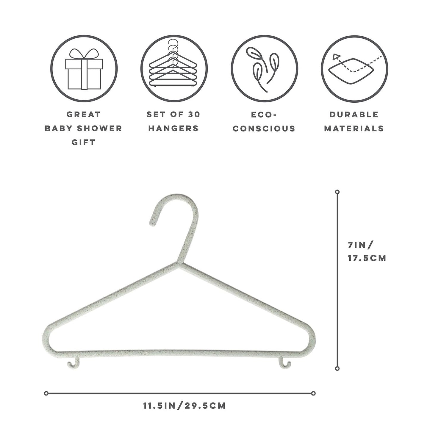 Sustainable Wheat Straw Plastic Toddler & Kids Hangers – Pack of 30