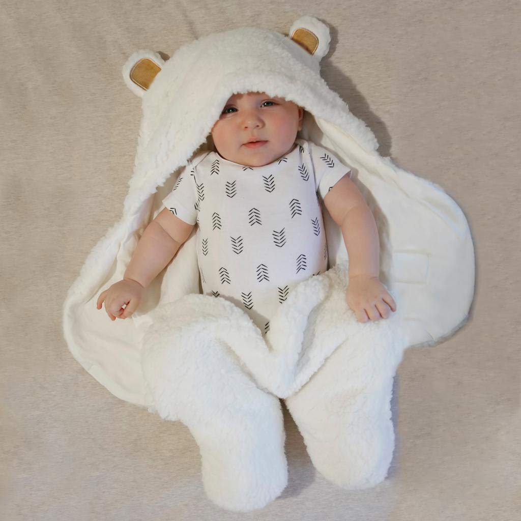 Jam Naturals- Baby Swaddle Blanket, Cute Bear Organic Receiving Swaddling Wrap, Gender Neutral Soft Newborn Baby Registry Gift (White 0-3m)