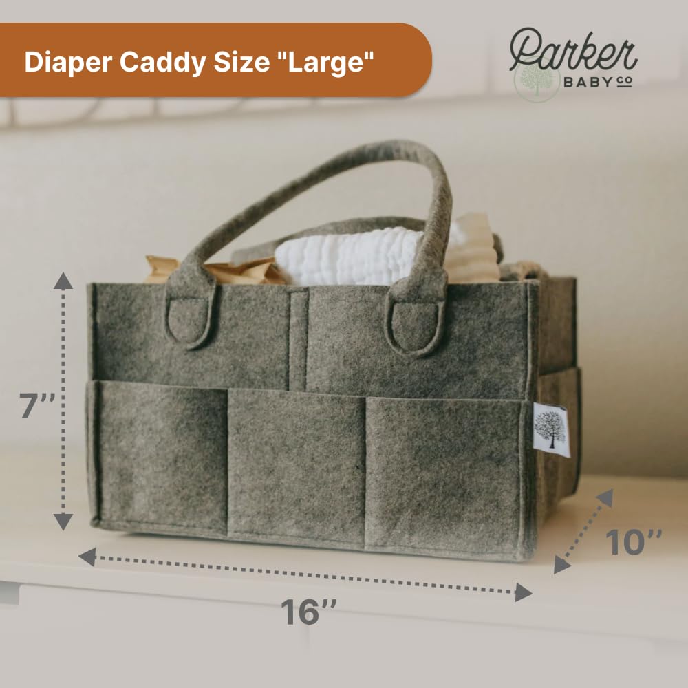 Parker Baby Diaper Caddy - Nursery Storage Bin and Car Organizer for Diapers and Baby Wipes - Oatmeal, Regular
