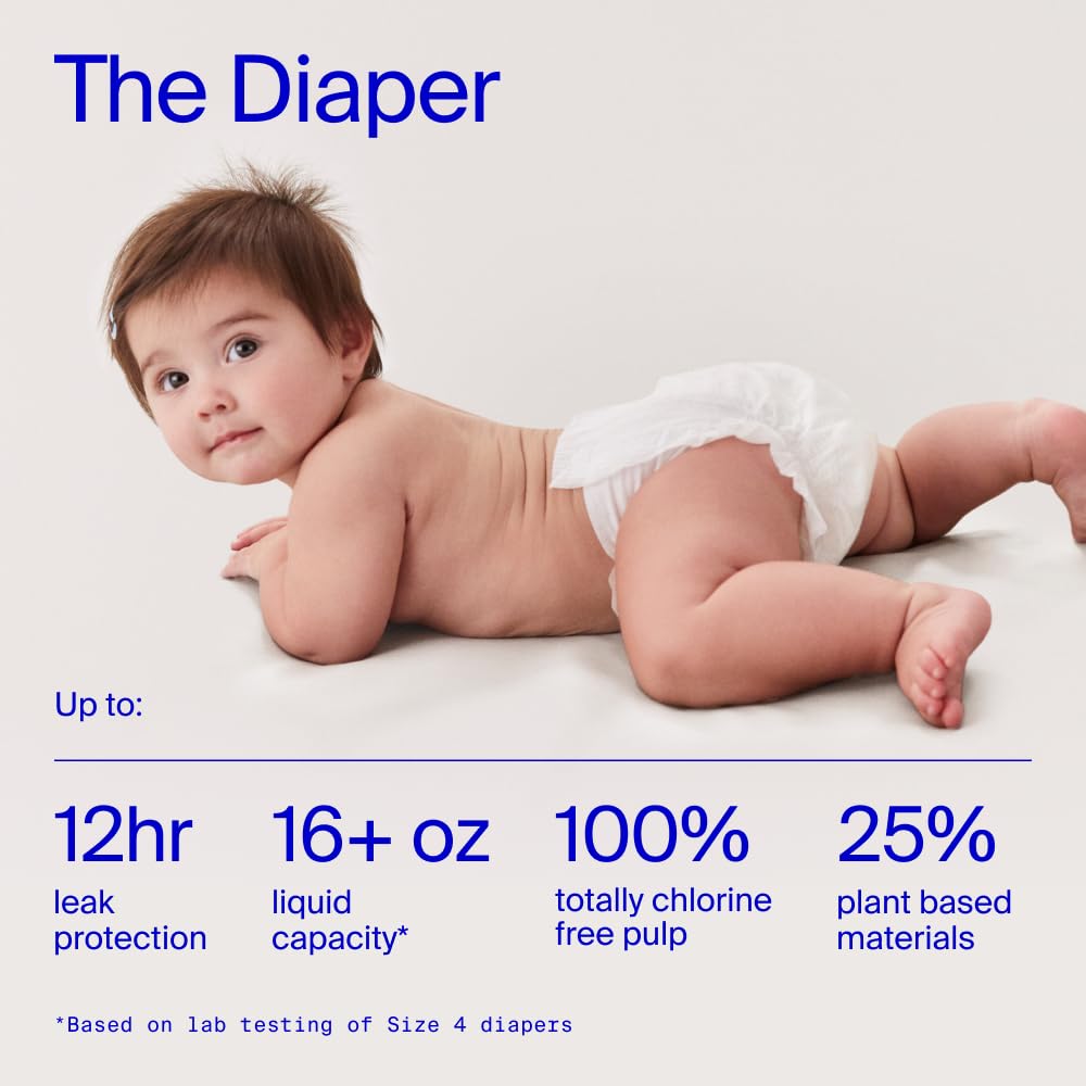 Coterie Baby Wipes + Diapers Kit, Size 1 (198 Count) & Size Newborn Diapers (93 Count), 4 Pack (224) Wipes with 99% Water, Plant Based Materials, Hypoallergenic for Sensitive Skin, Baby Essentials