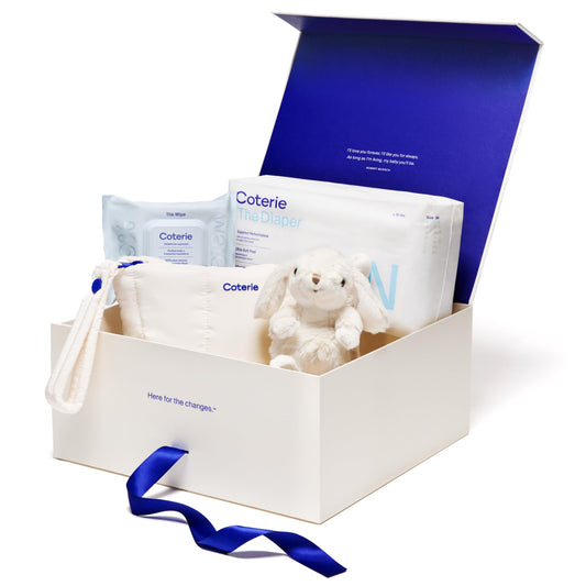 Coterie Baby Wipes + Diapers Kit, Size 1 (198 Count) & Size Newborn Diapers (93 Count), 4 Pack (224) Wipes with 99% Water, Plant Based Materials, Hypoallergenic for Sensitive Skin, Baby Essentials