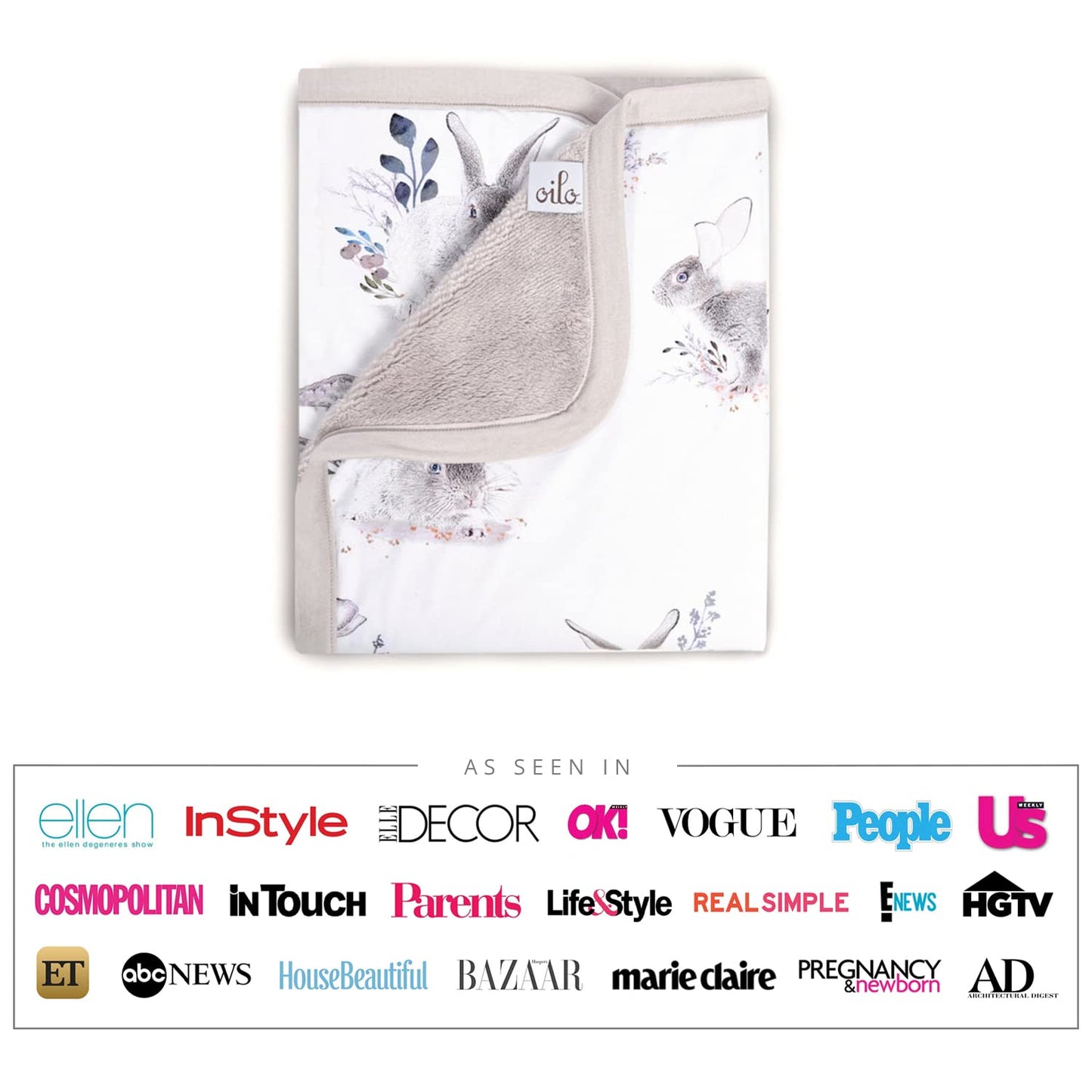 Oilo Baby Blanket, Luxury Soft Plush Backing & 100% Turkish Cotton Jersey Print