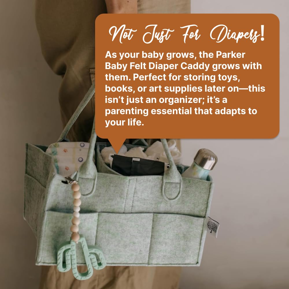 Parker Baby Diaper Caddy - Nursery Storage Bin and Car Organizer for Diapers and Baby Wipes - Oatmeal, Regular