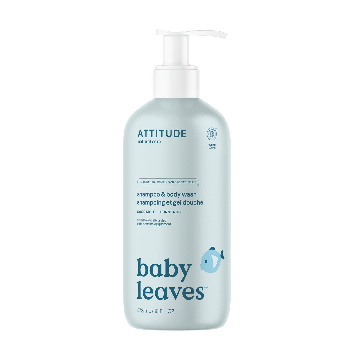 ATTITUDE 2-in-1 Shampoo and Body Wash for Baby, EWG Verified, 16 Fl Oz