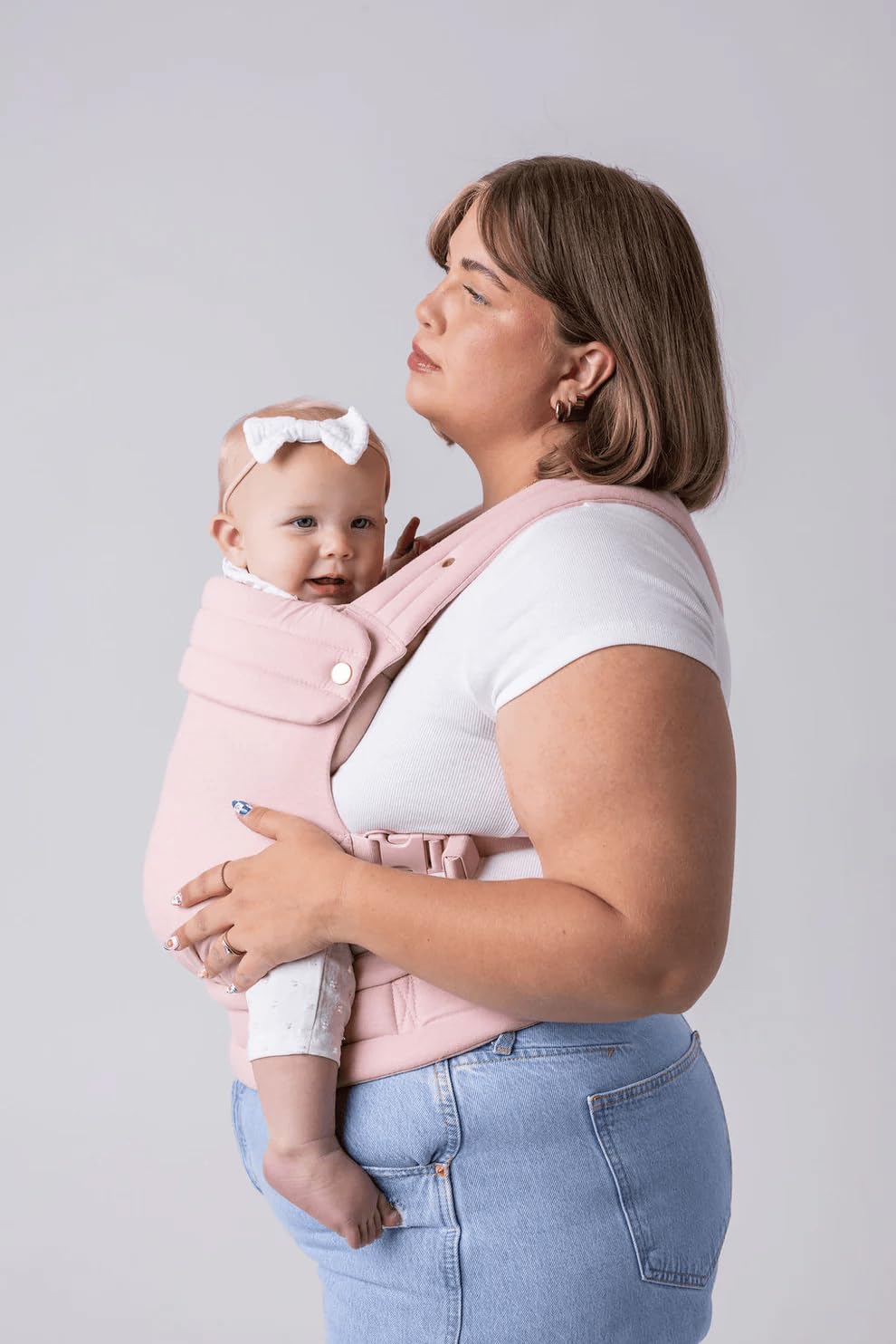 Mabē Monarch Ergonomic Baby Carrier – Premium Cotton Soft Structured Newborn to Toddler Carrier with Hip-Healthy Design, 3 Carry Positions (7-35lbs), Lightweight & Breathable, (Ivory)