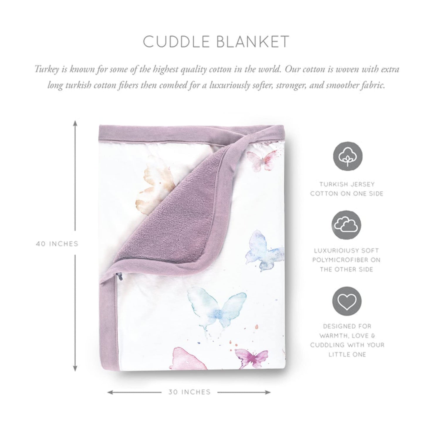Oilo Baby Blanket, Luxury Soft Plush Backing & 100% Turkish Cotton Jersey Print