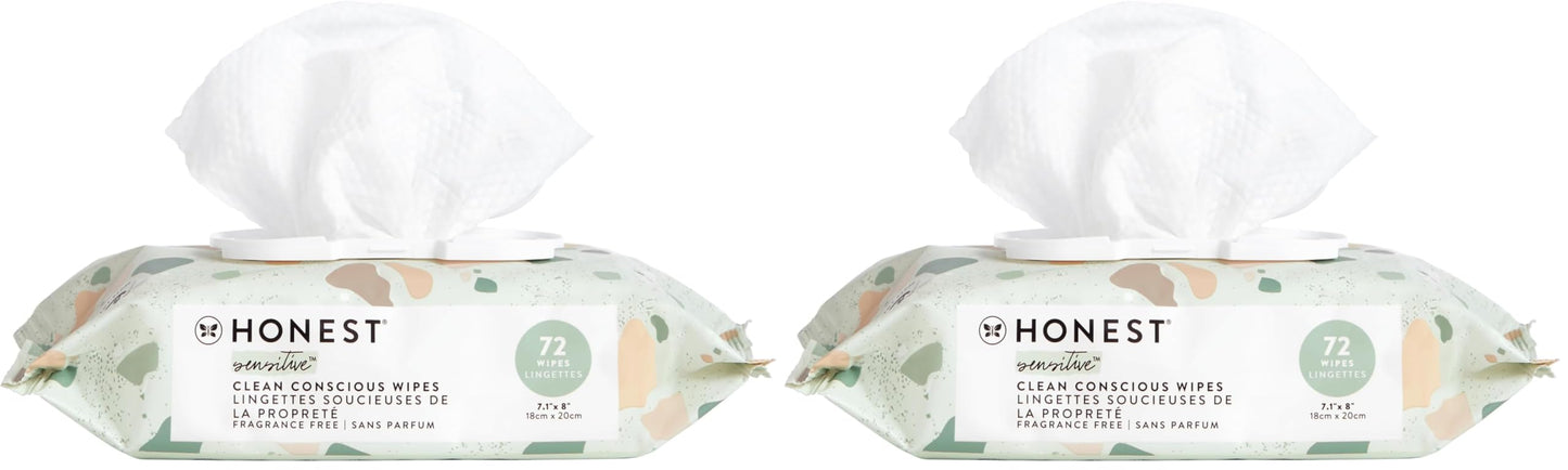 The Honest Company Clean Conscious Multi-Use Wipes | Hypoallergenic + Unscented for Sensitive Skin | Over 99% Water, Compostable, Plant Based, Baby Wipes | Pattern Play, 720 Count