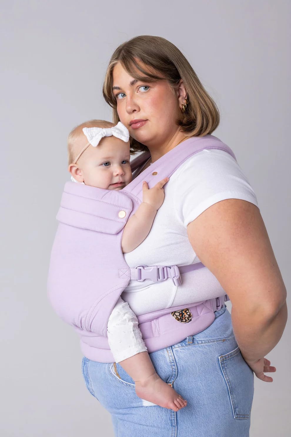 Mabē Monarch Ergonomic Baby Carrier – Premium Cotton Soft Structured Newborn to Toddler Carrier with Hip-Healthy Design, 3 Carry Positions (7-35lbs), Lightweight & Breathable, (Ivory)