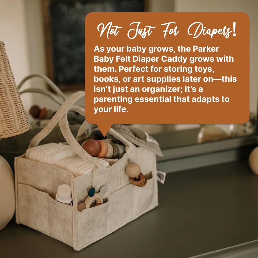 Parker Baby Diaper Caddy - Nursery Storage Bin and Car Organizer for Diapers and Baby Wipes - Oatmeal, Regular