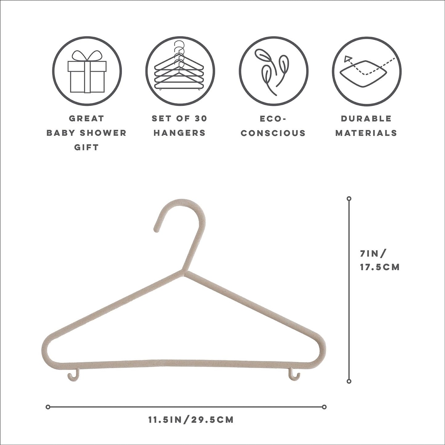 Sustainable Wheat Straw Plastic Toddler & Kids Hangers – Pack of 30
