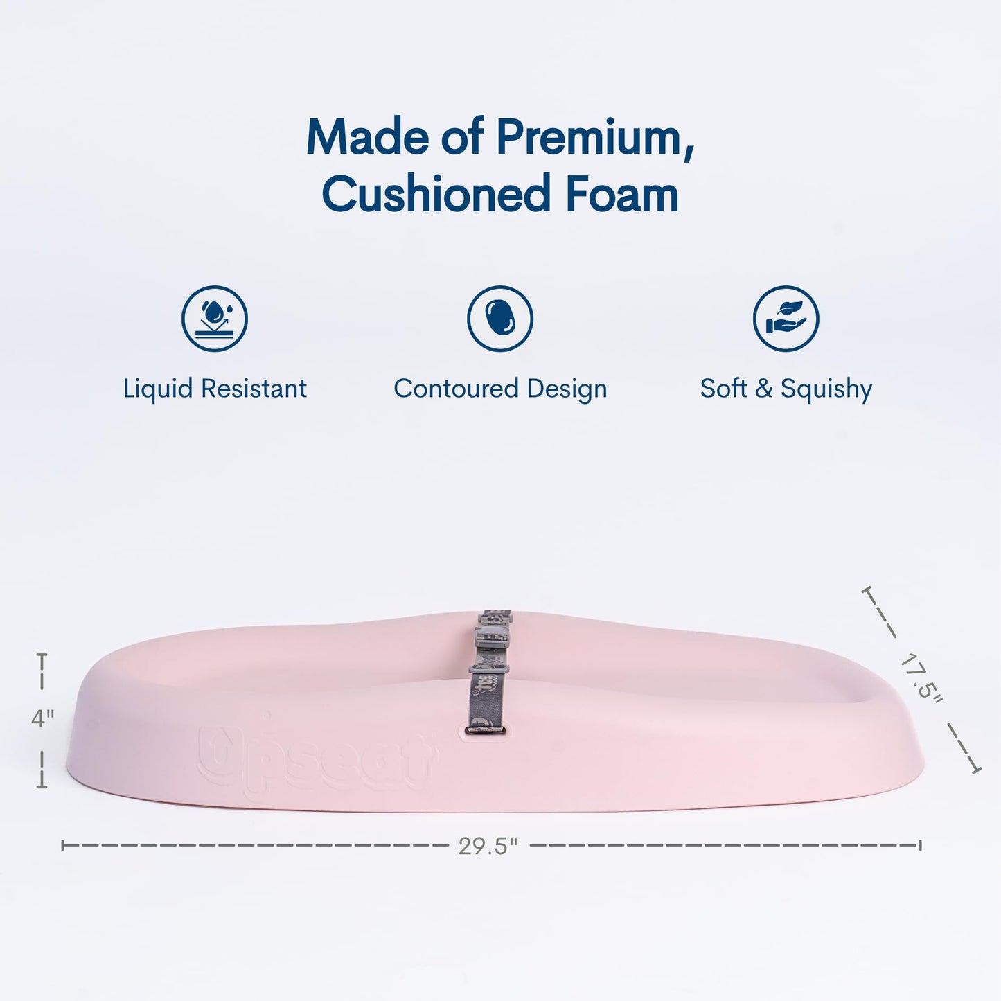 Upseat Baby Changing Pad, Non-Slip Grippy Design, Premium Cushioned Foam, Contoured for Comfort, Waterproof and Easy-to-Clean, Liquid-Resistant (Pink)