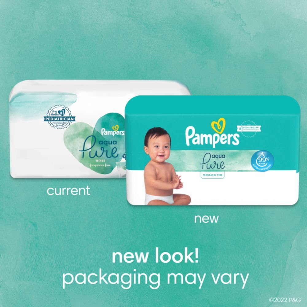 Pampers Baby Wipes Aqua Pure, 99% water-based wipes