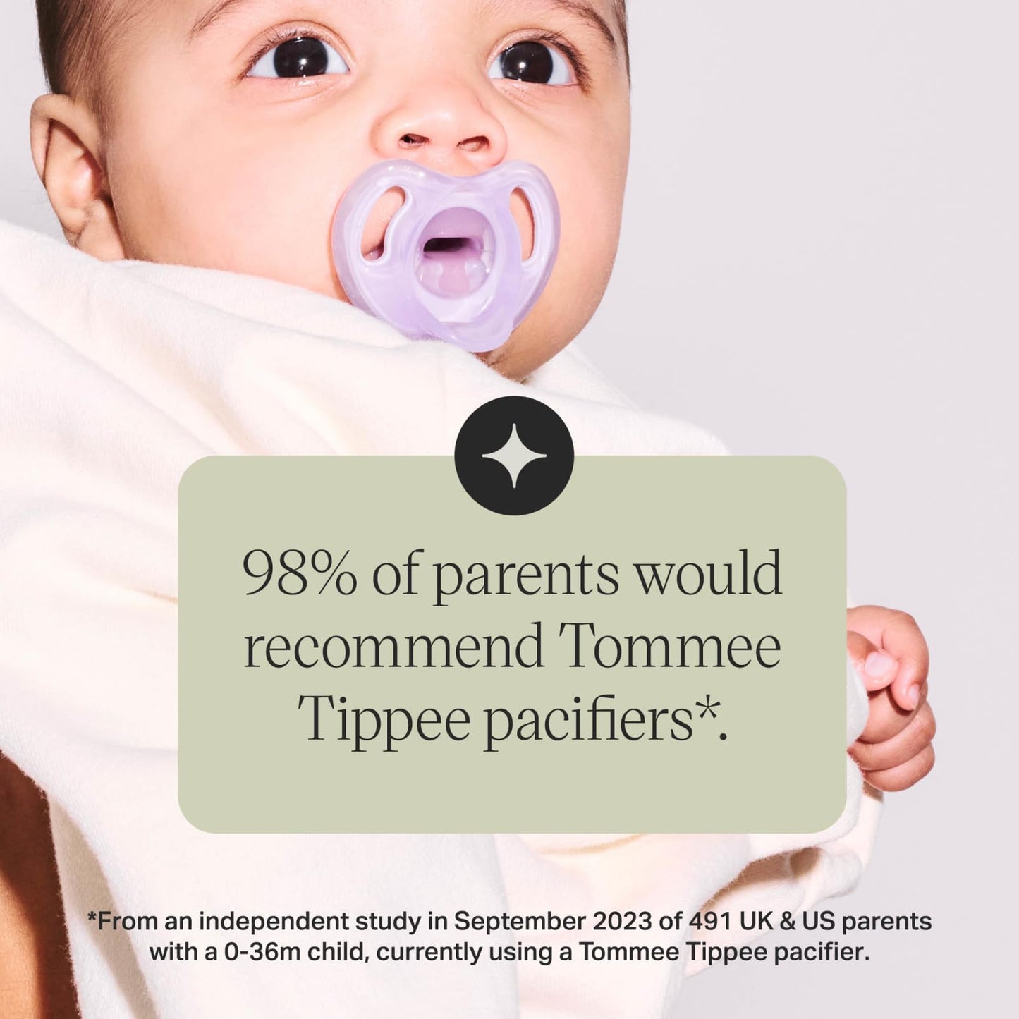Tommee Tippee Ultra-Light Silicone Pacifier, 0-6 Months Pack of 4