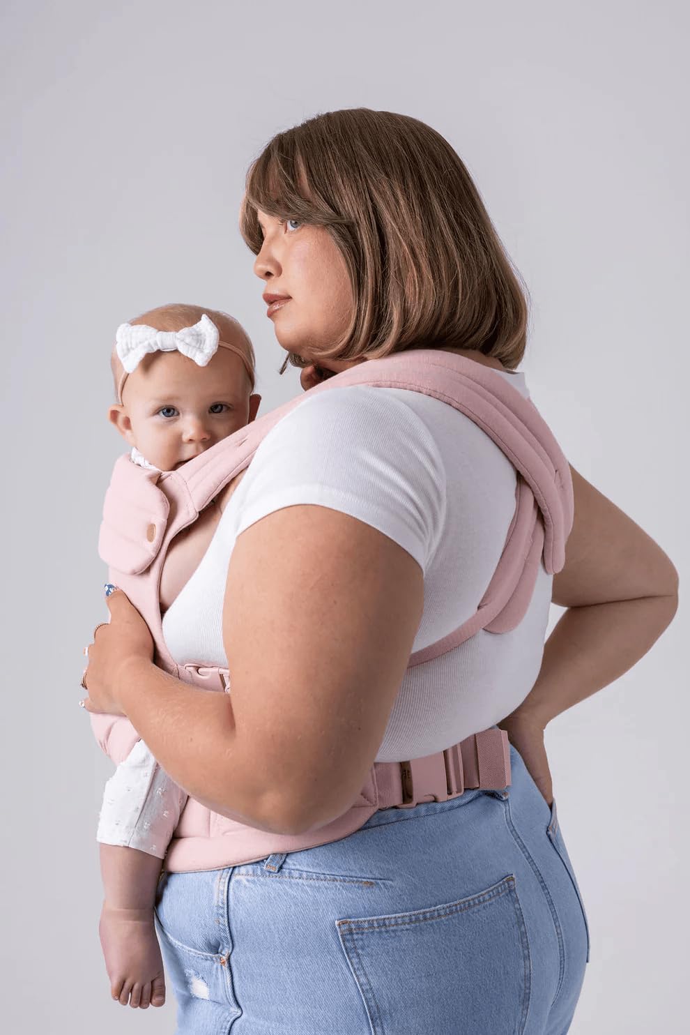 Mabē Monarch Ergonomic Baby Carrier – Premium Cotton Soft Structured Newborn to Toddler Carrier with Hip-Healthy Design, 3 Carry Positions (7-35lbs), Lightweight & Breathable, (Ivory)